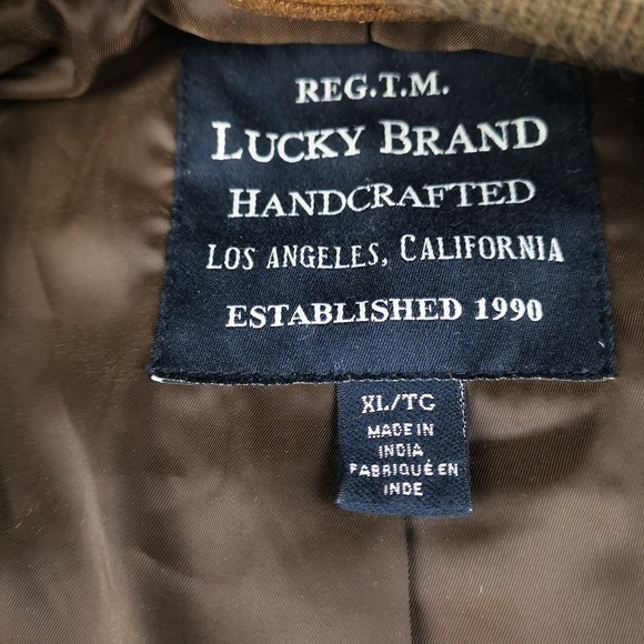 Lucky Brand Men's 100% Suede Leather Bomber Jacket Dark Olive XL Lined Pockets - Picture 8 of 15